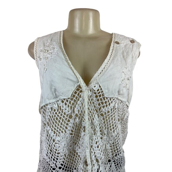 Kathryn Deene Womens Crochet Lace Sleeveless Cardigan Vest Size 22/34 - Picture 4 of 8